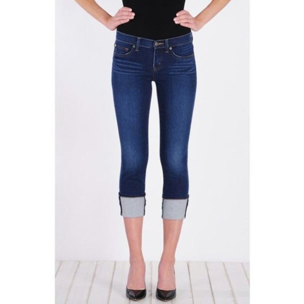HENRY & BELLE Ideal Crop Skinny Jeans Cuffed Mid Rise Medium Wash Denim Size 31